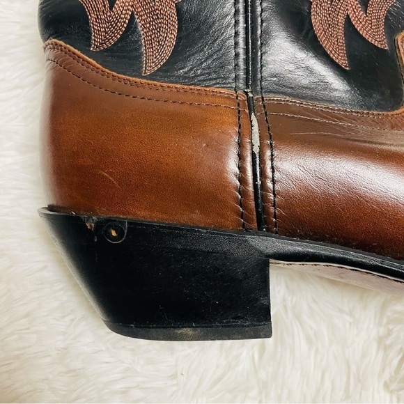 Durango Cowboy Boots Mens Size 10D Western Leather Toe Cap Brown Black DB464 - Picture 7 of 10